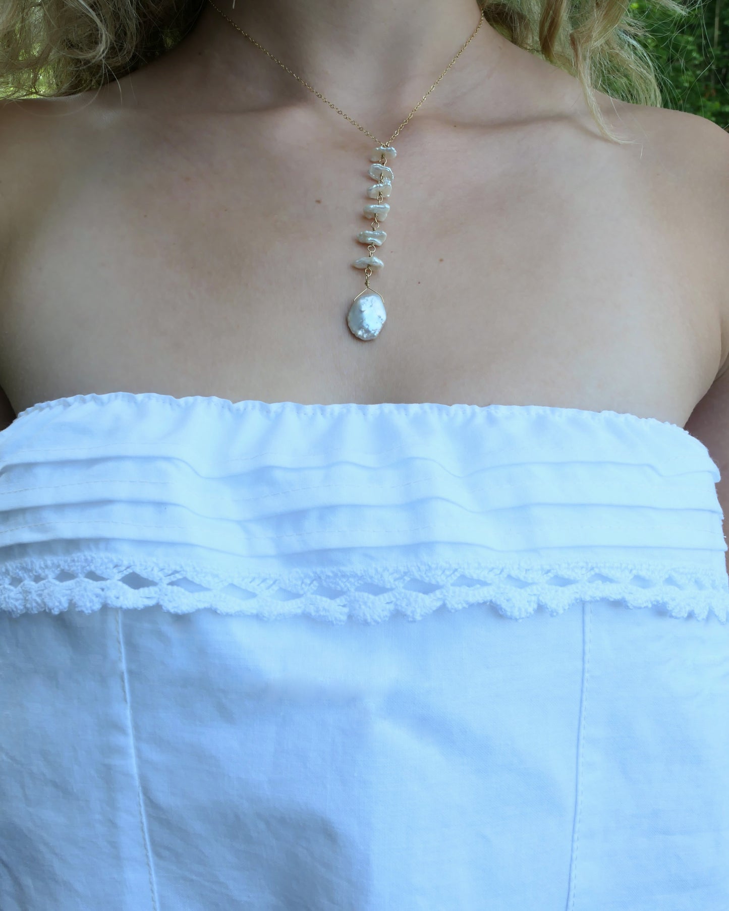 Daisy Strapless Top with Crochet and Floral Embroidery