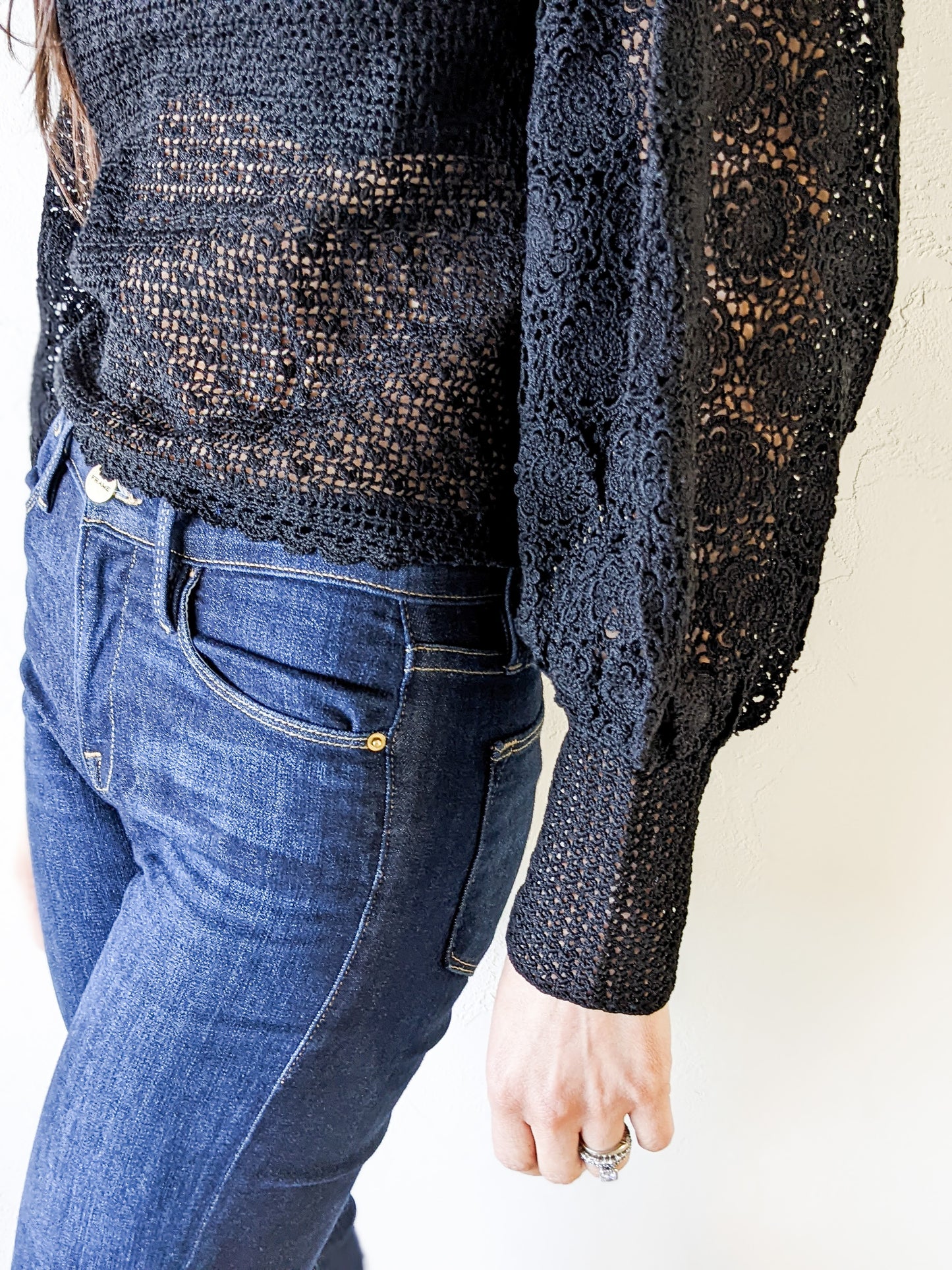 Mandarin Collar Puff sleeve Sweater