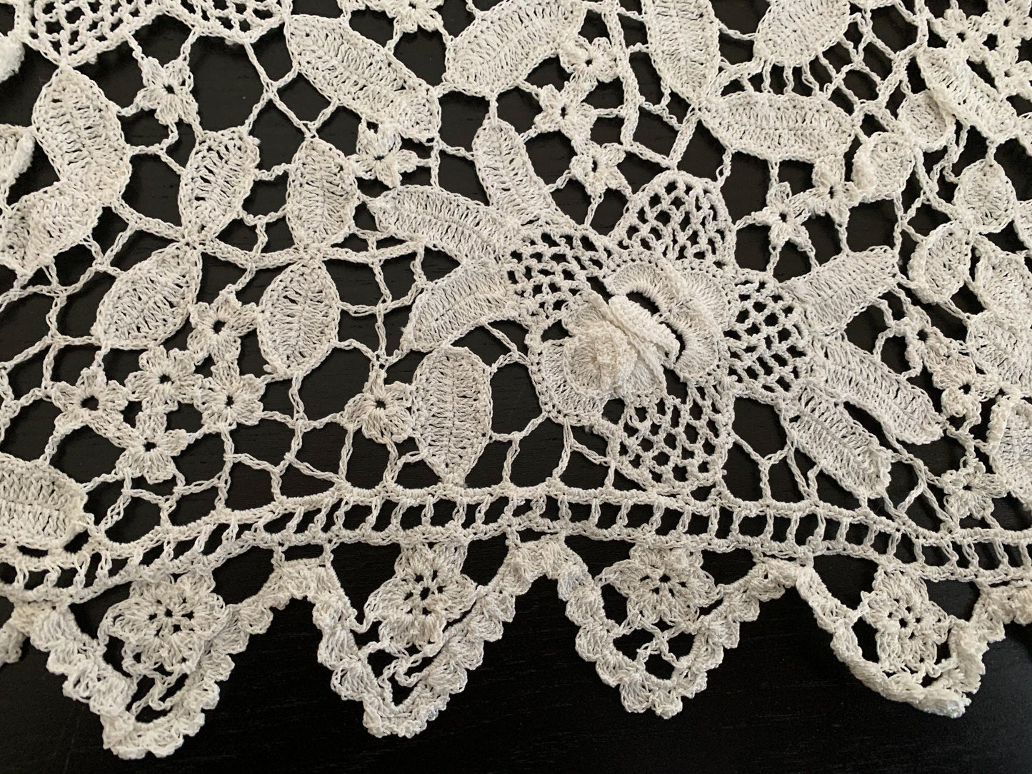 Lim's Vintage All Hand Crochet Throw Blanket 84" x 46" Rectangular Shape, Color White