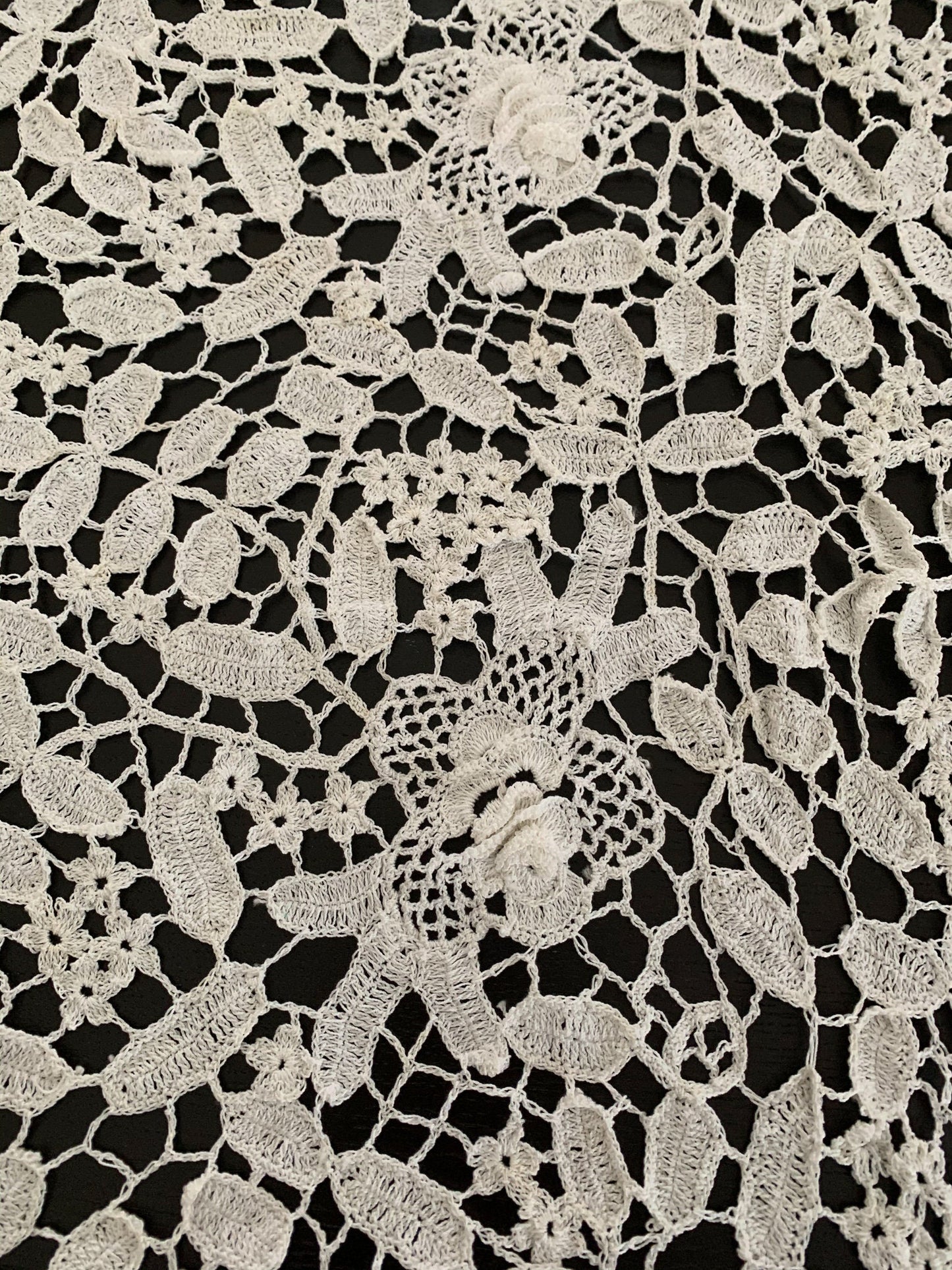 Lim's Vintage All Hand Crochet Throw Blanket 84" x 46" Rectangular Shape, Color White