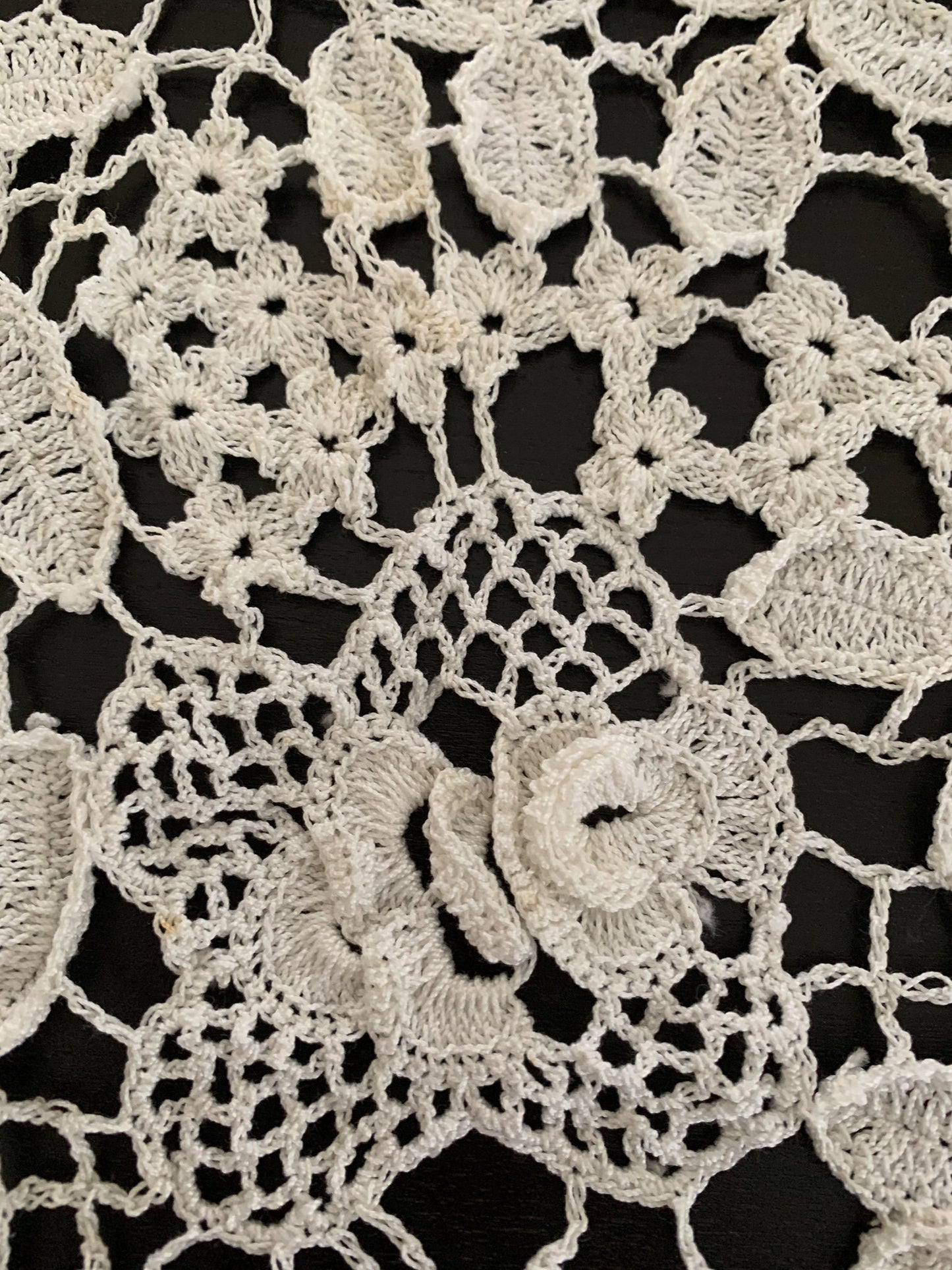 Lim's Vintage All Hand Crochet Throw Blanket 84" x 46" Rectangular Shape, Color White