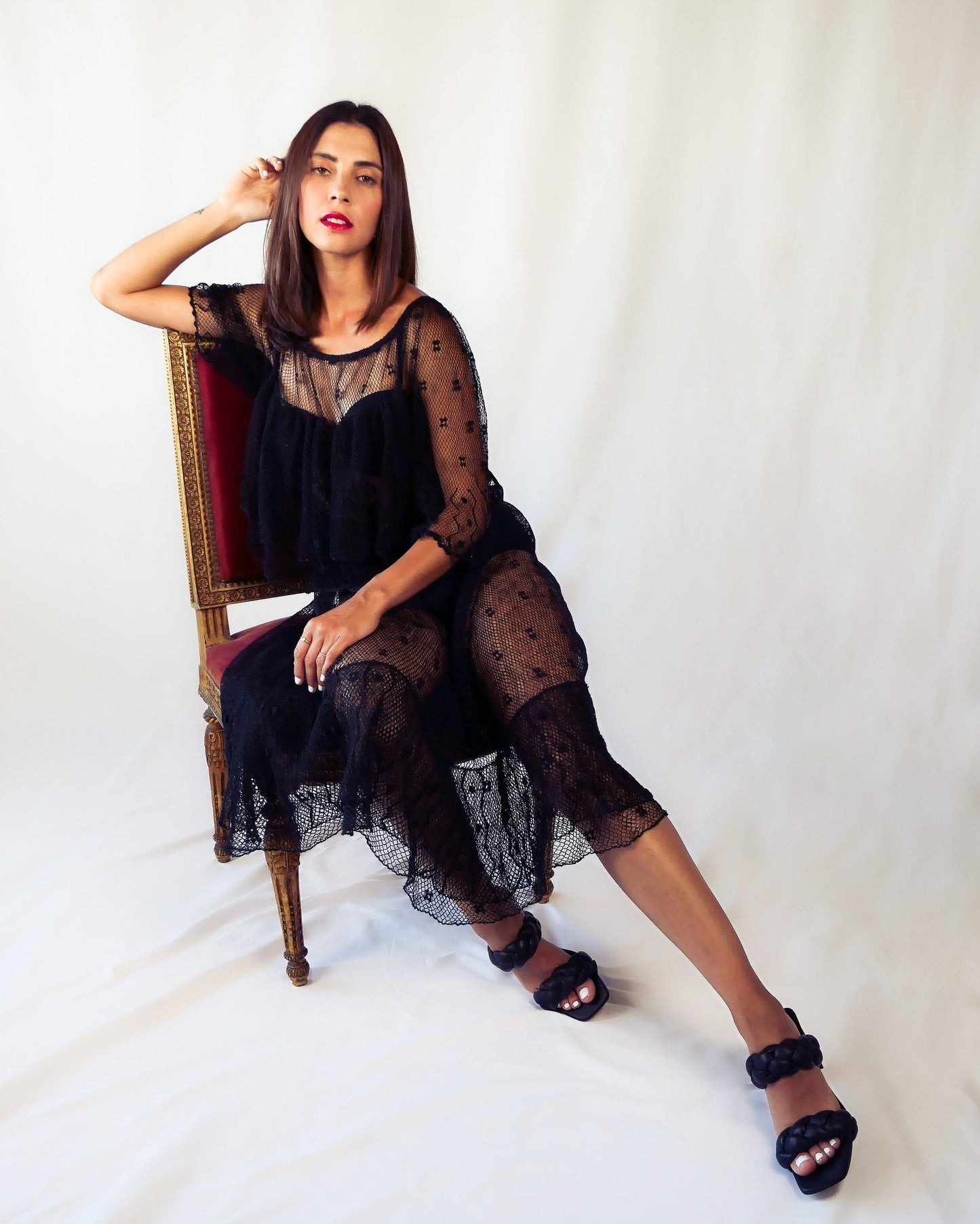 Hand Crocheted Sheer and Layered Party Dress