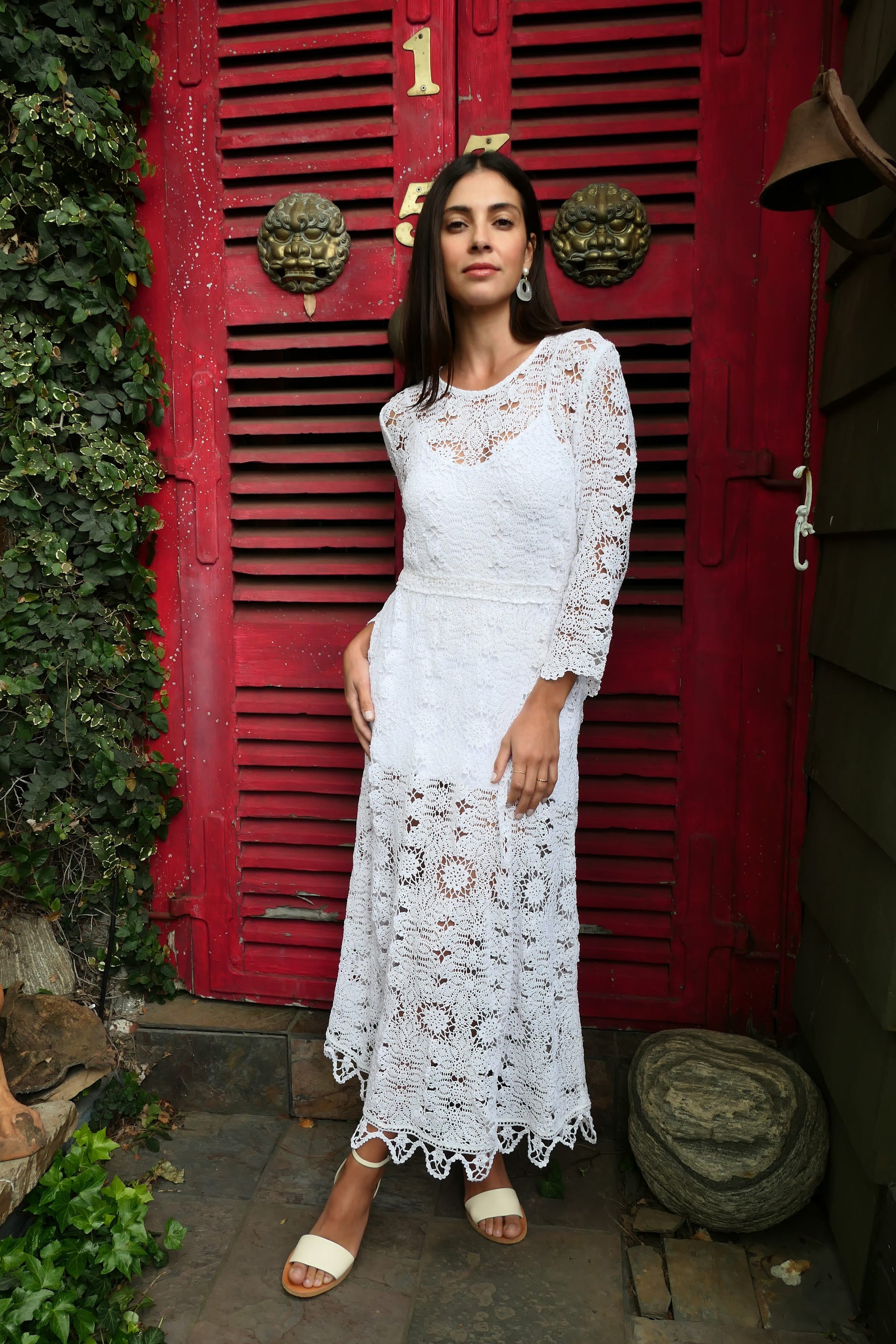 doily lace midi dress Miguelina Yesenia Doily Lace Coverup Dress Pure