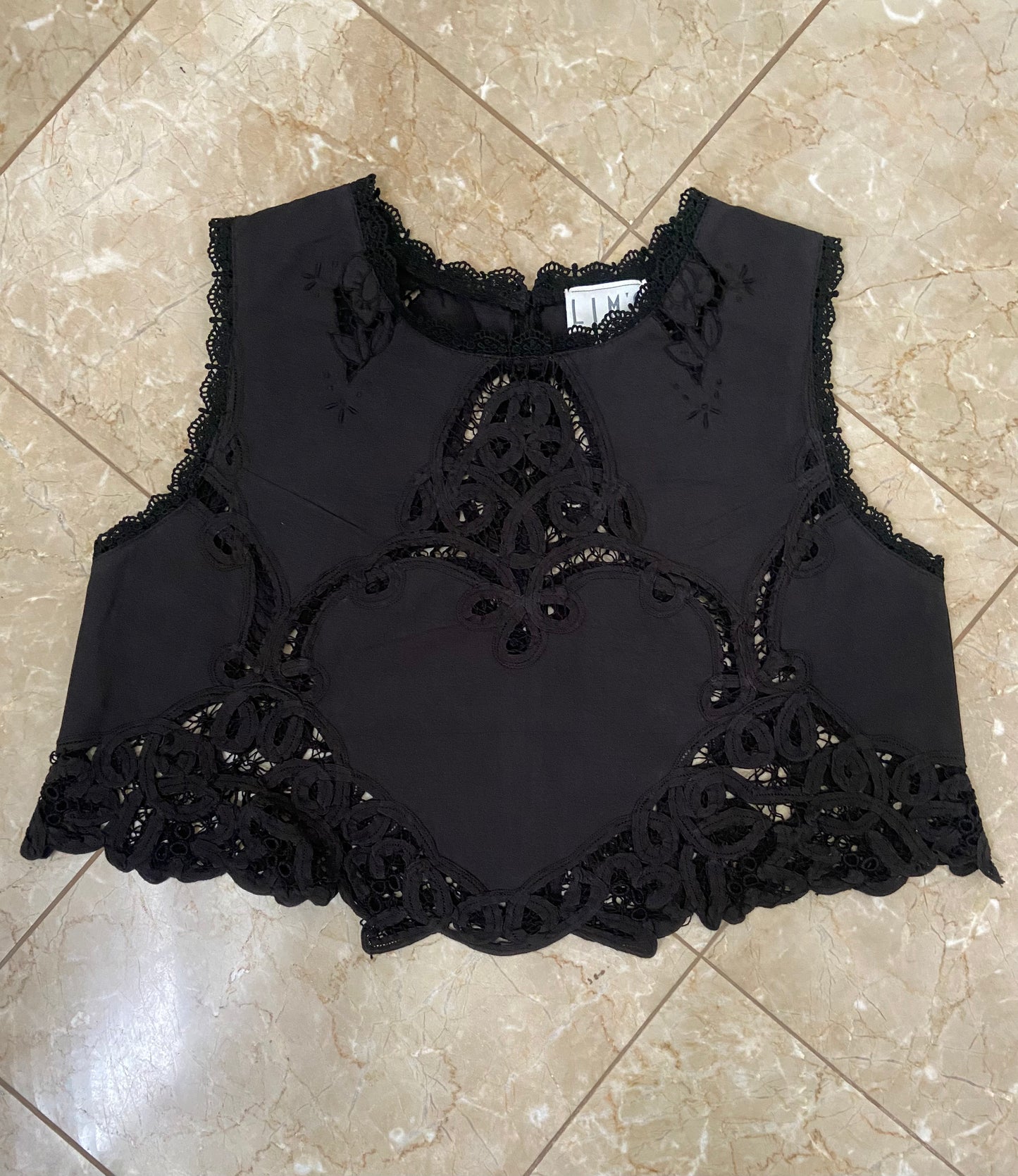 Vintage Battenberg Lace Cropped Tank Top