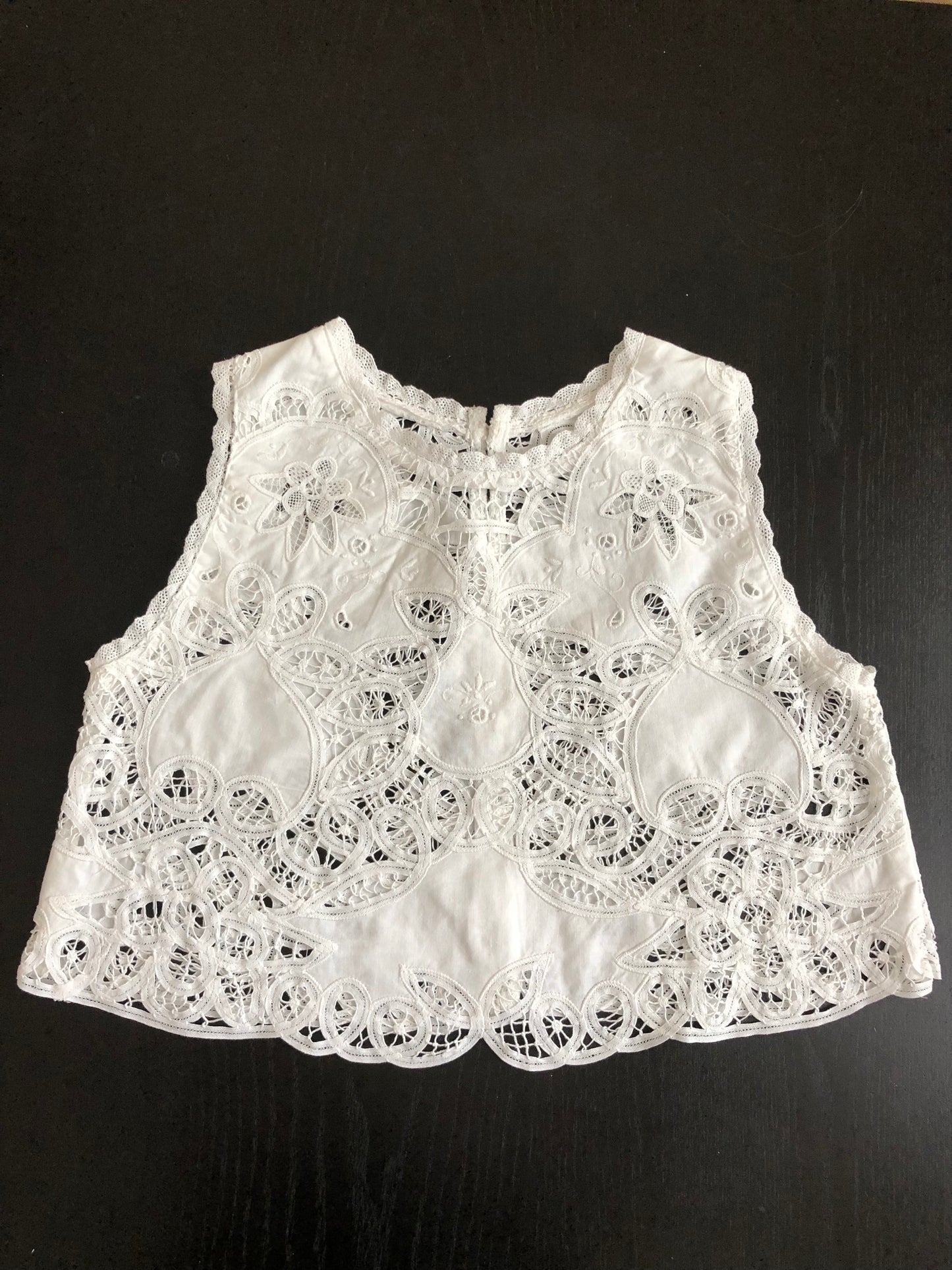 Vintage Battenberg Lace Cropped Tank Top