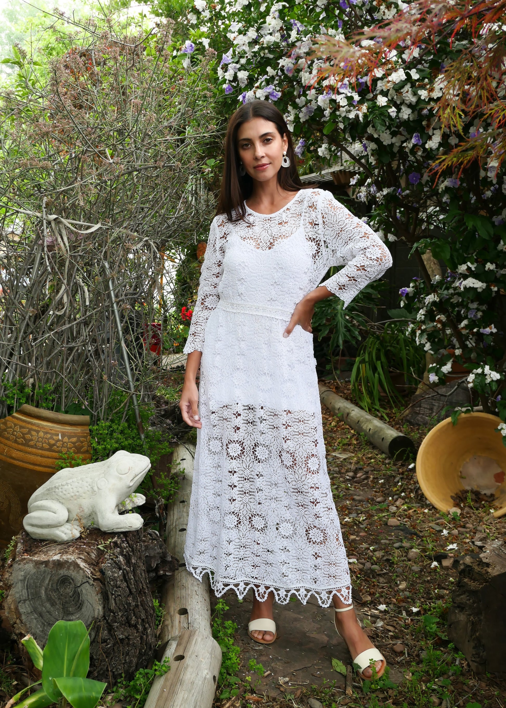 doily lace midi dress For Love & Lemons Doily Bouquet Midi Dress in White