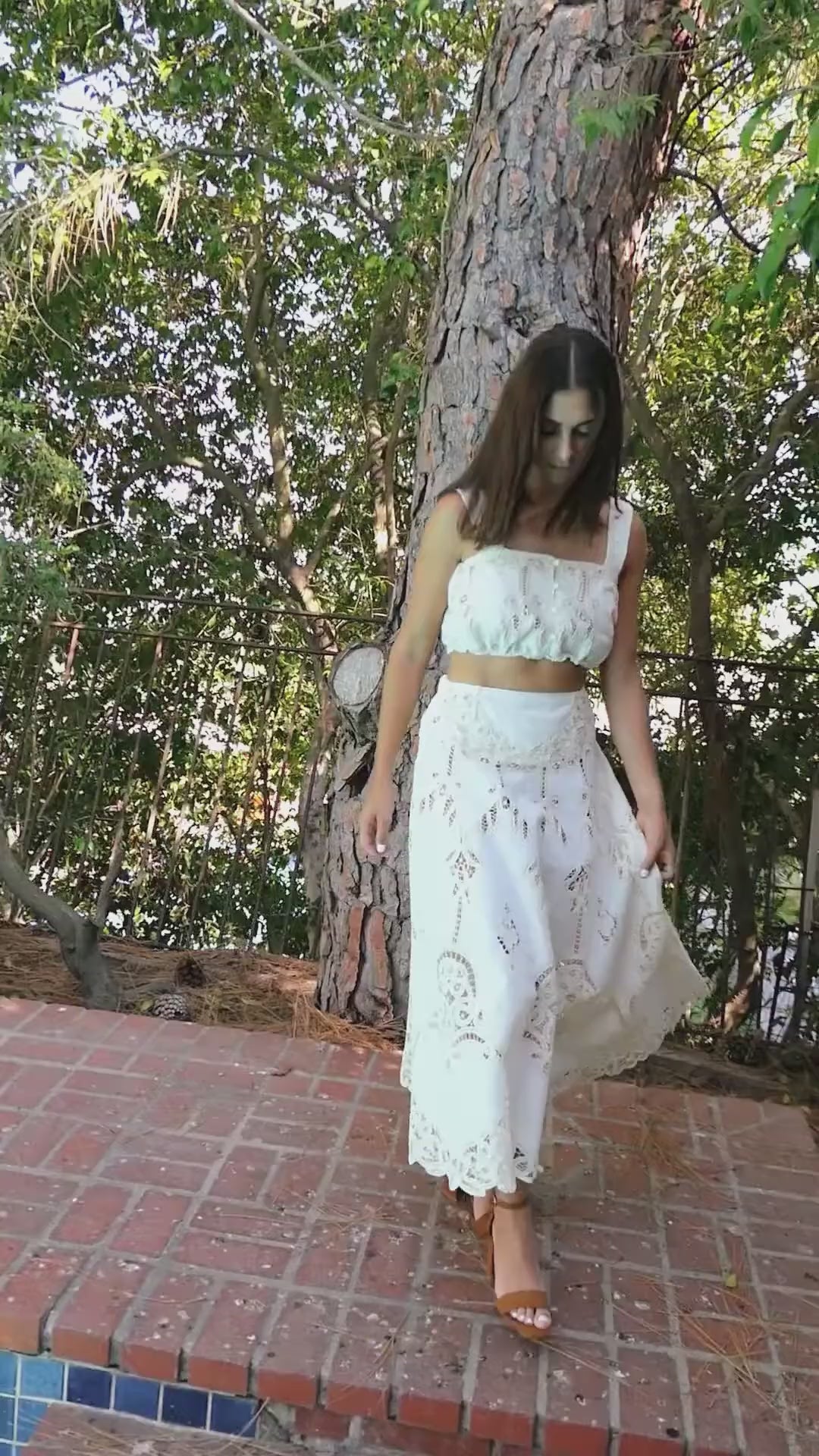 Lace crop top and maxi skirt set cheap
