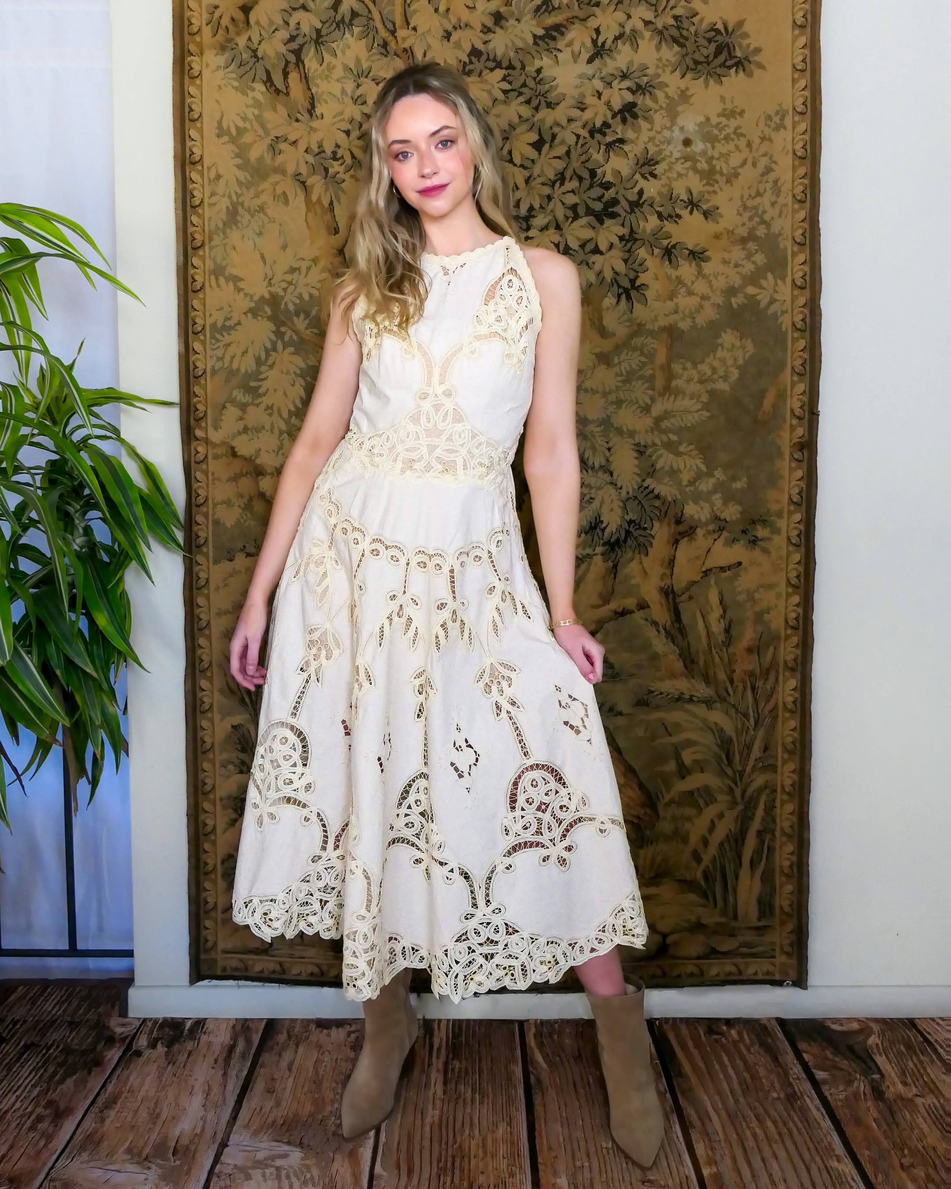 battenburg lace dress Vintage Battenburg Crochet Lace Dress - S/M