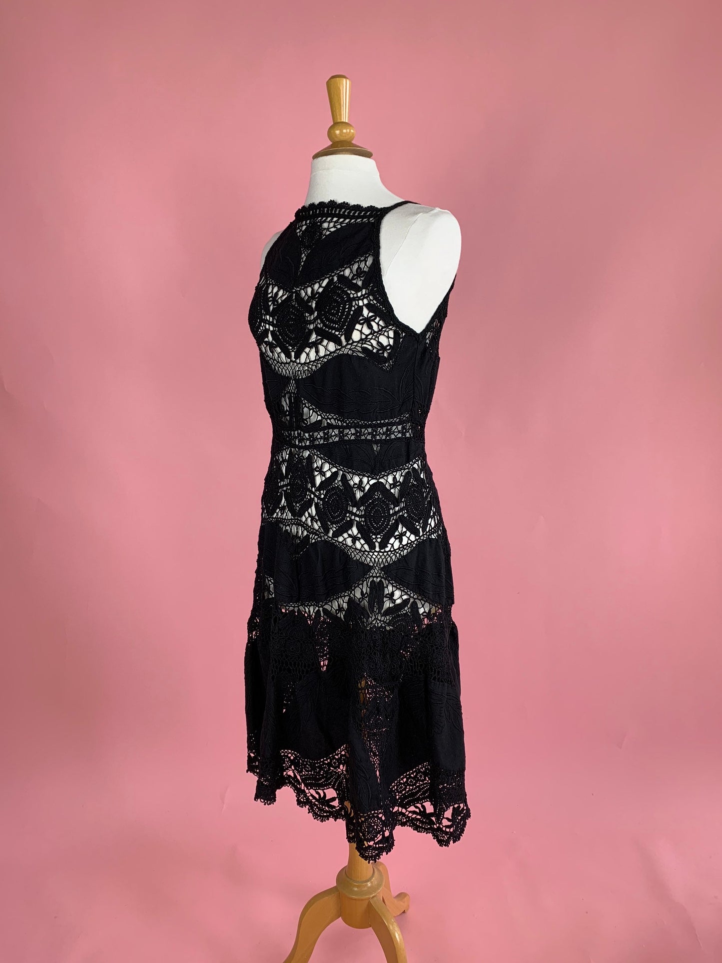 Hand Crocheted and Patchwork Embroidery Sleeveless Midi Dress