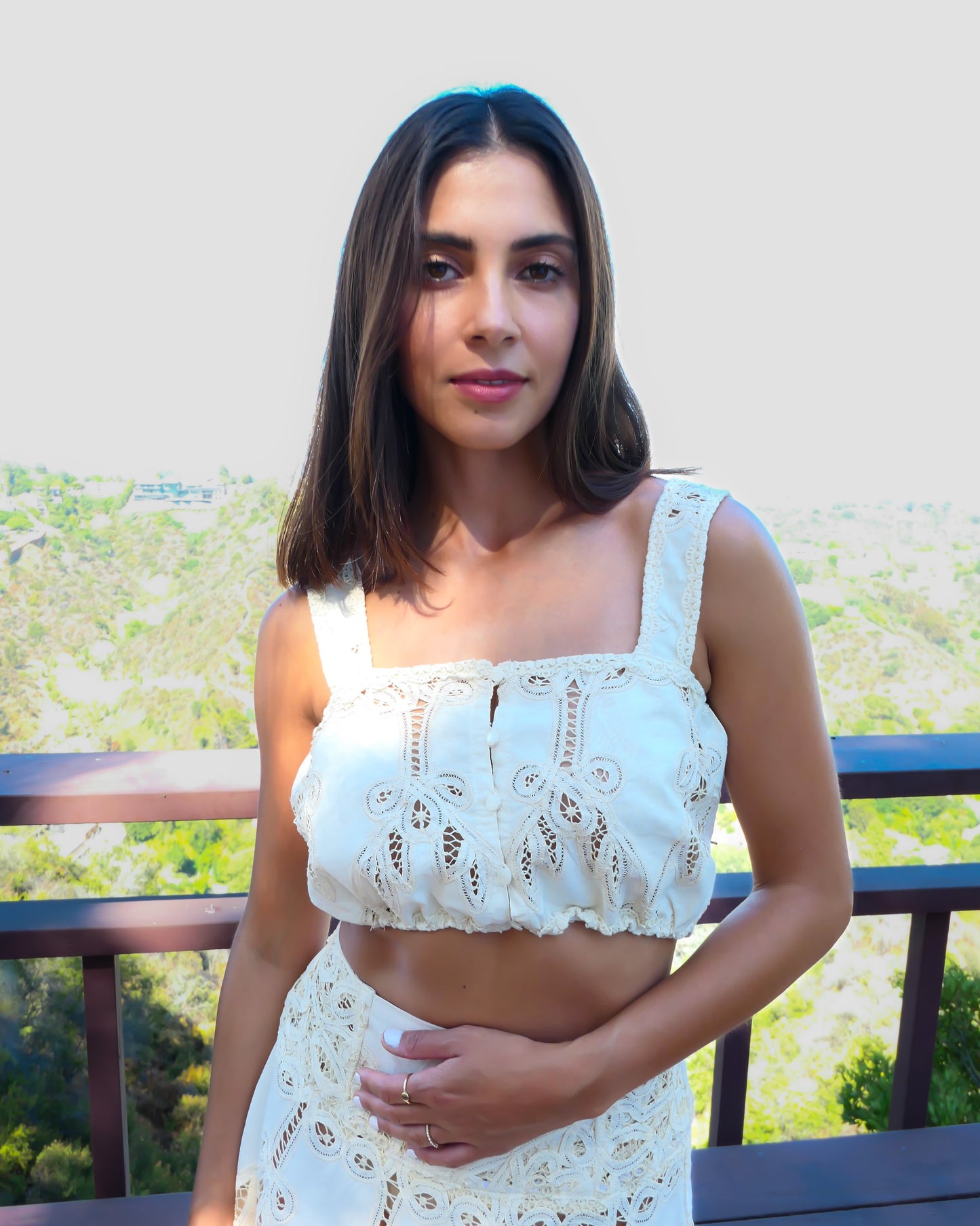 Battenberg Lace and Embroidery Crop Top & Maxi Skirt Set