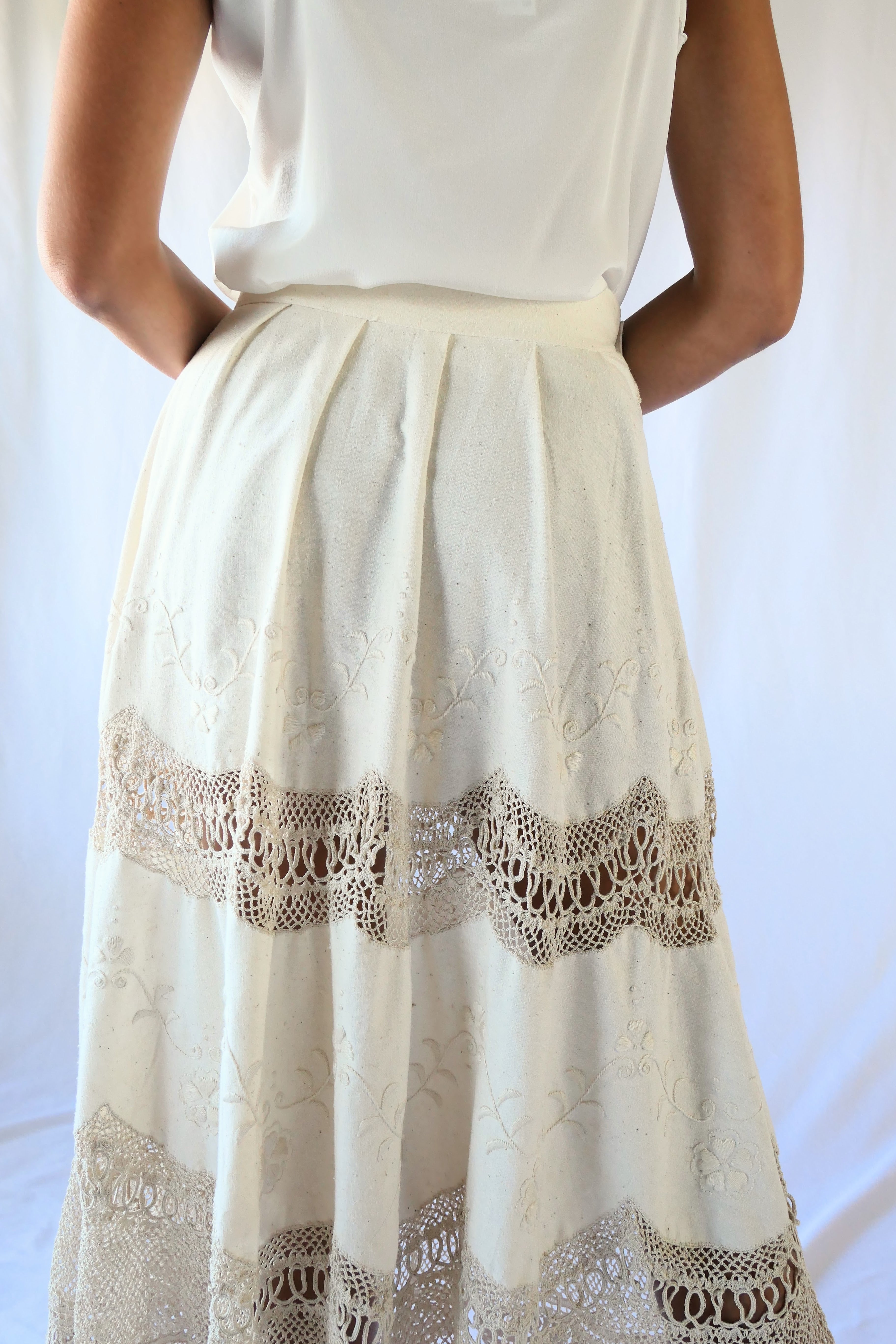 Embroidered online silk skirt